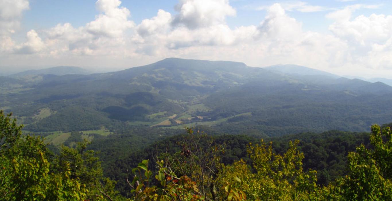 Panoramic view of the Great Channels and Appalachian mountains in Southwest Virginia